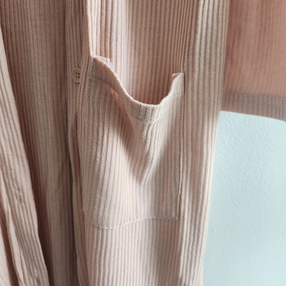 Cream Ribbed Long Cardigan - Picture 3 of 5